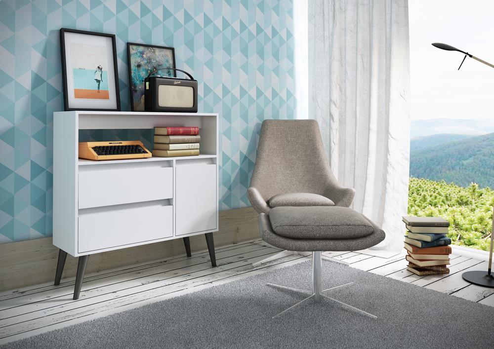 Accentuations by Manhattan Comfort Functional Gota High Side Table with 1 Shelf, 2 Drawers and 1 - Door - Modish Store