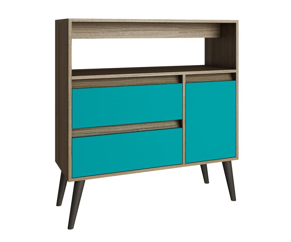 Accentuations by Manhattan Comfort Functional Gota High Side Table with 1 Shelf, 2 Drawers and 1 - Door - Modish Store