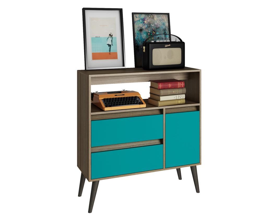 Accentuations by Manhattan Comfort Functional Gota High Side Table with 1 Shelf, 2 Drawers and 1 - Door - Modish Store