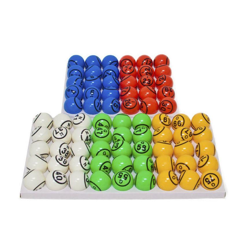 Bingo Balls - Colored & Coated 2 Sided - 1.5 inch (Not For Blowers) - Casino Supply