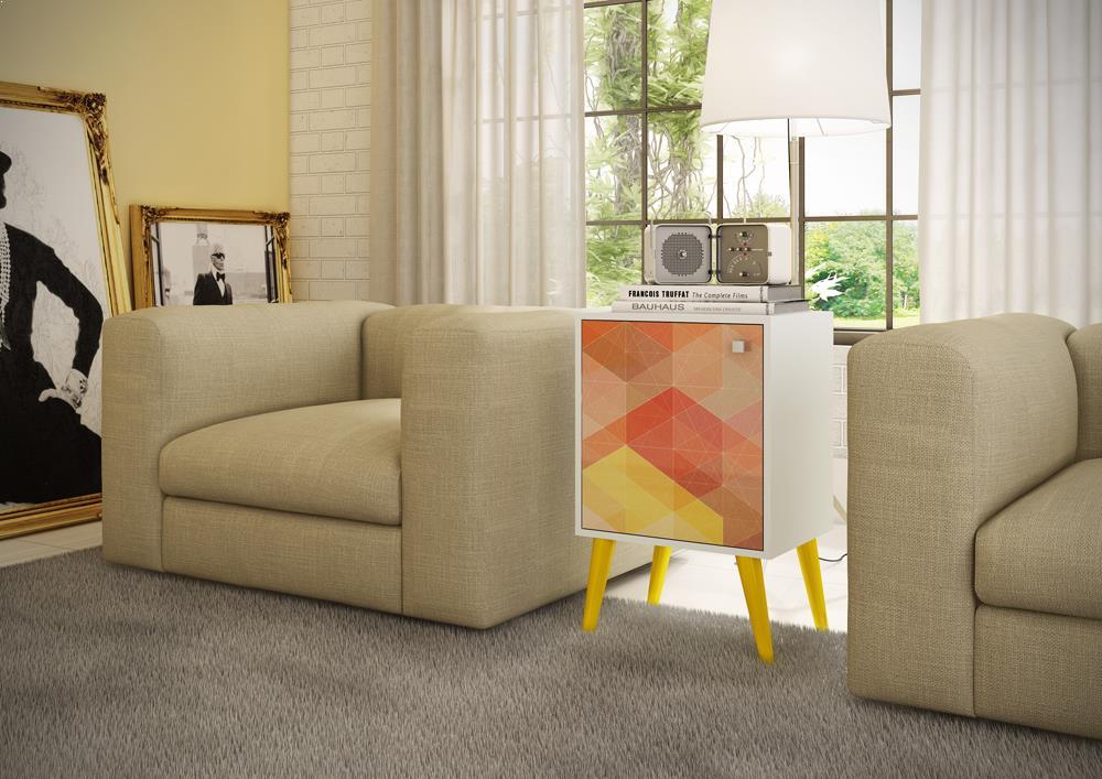 Accentuations by Manhattan Comfort Funky Avesta Side Table 1.0  with 2 Shelves - Modish Store
