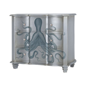 Sterling Industries Gorgon Octopus Chest In Silver Leaf And Blue