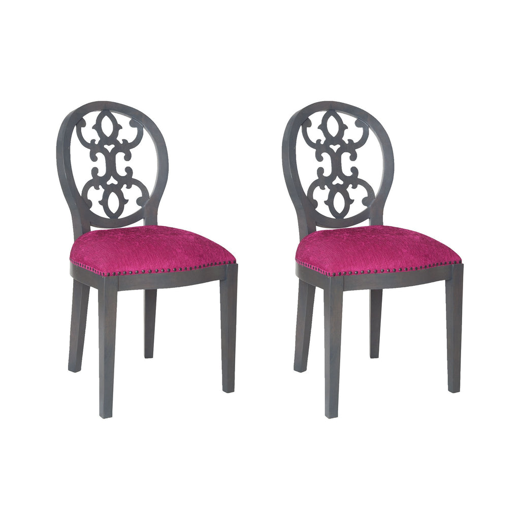 Sterling Industries Dimple Chair In Antique Smoke And Cerise Fabric