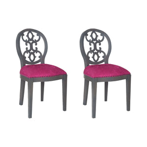 Sterling Industries Dimple Chair In Antique Smoke And Cerise Fabric