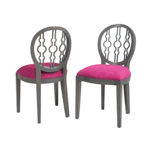 Sterling Industries Dimple Chair In Antique Smoke And Cerise Fabric
