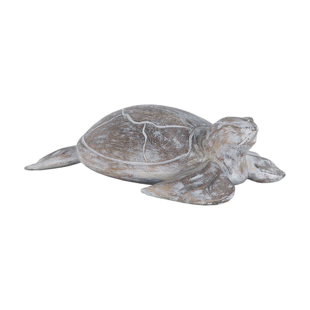 Sterling Industries Galapagos Turtle White Washed Albasia Wood
