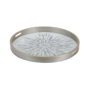 Sterling Industries Carraway Tray In Galashields Gold And White