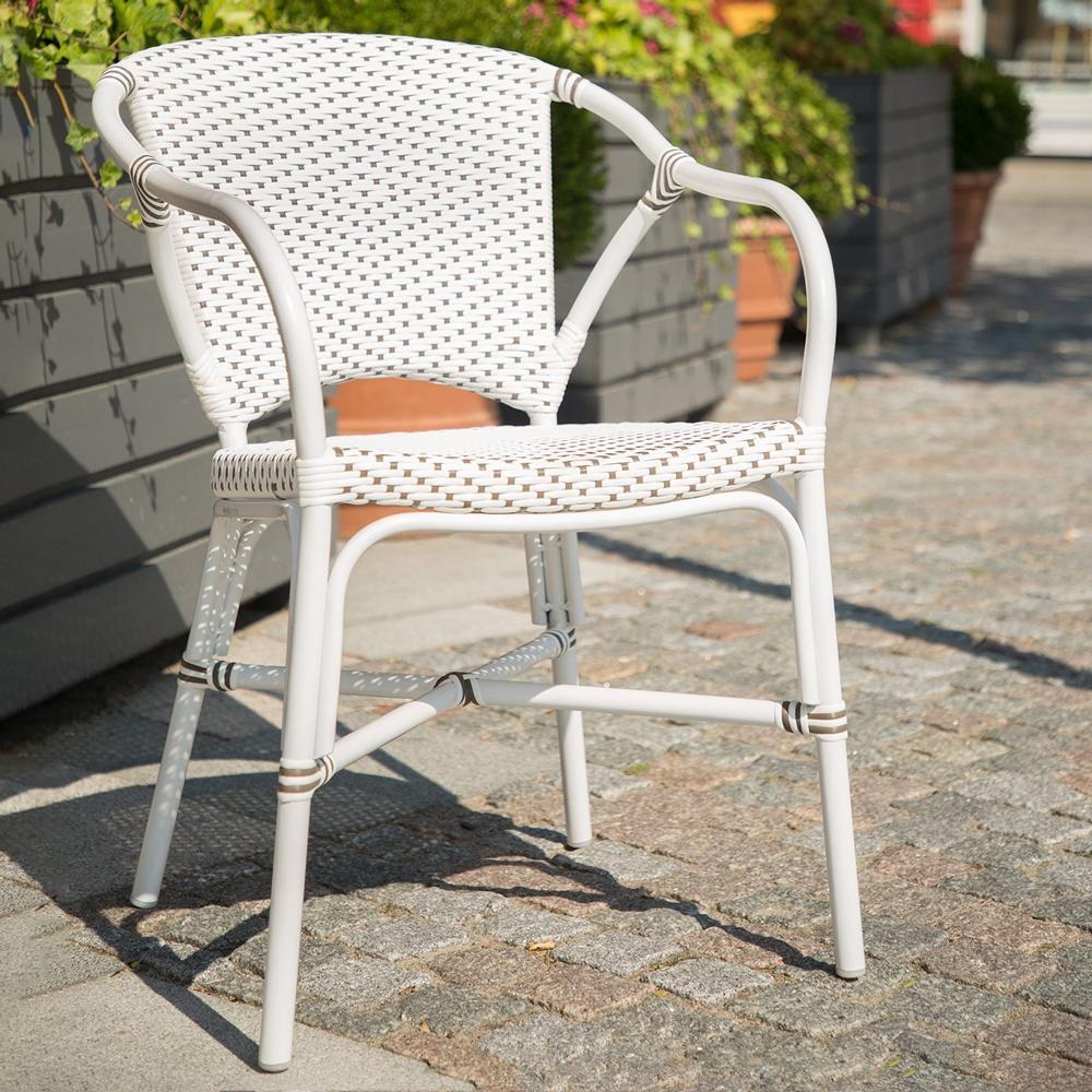 Sika Design Valerie Outdoor Bistro Chair - Alu-Rattan - White with Cappuccino Dots