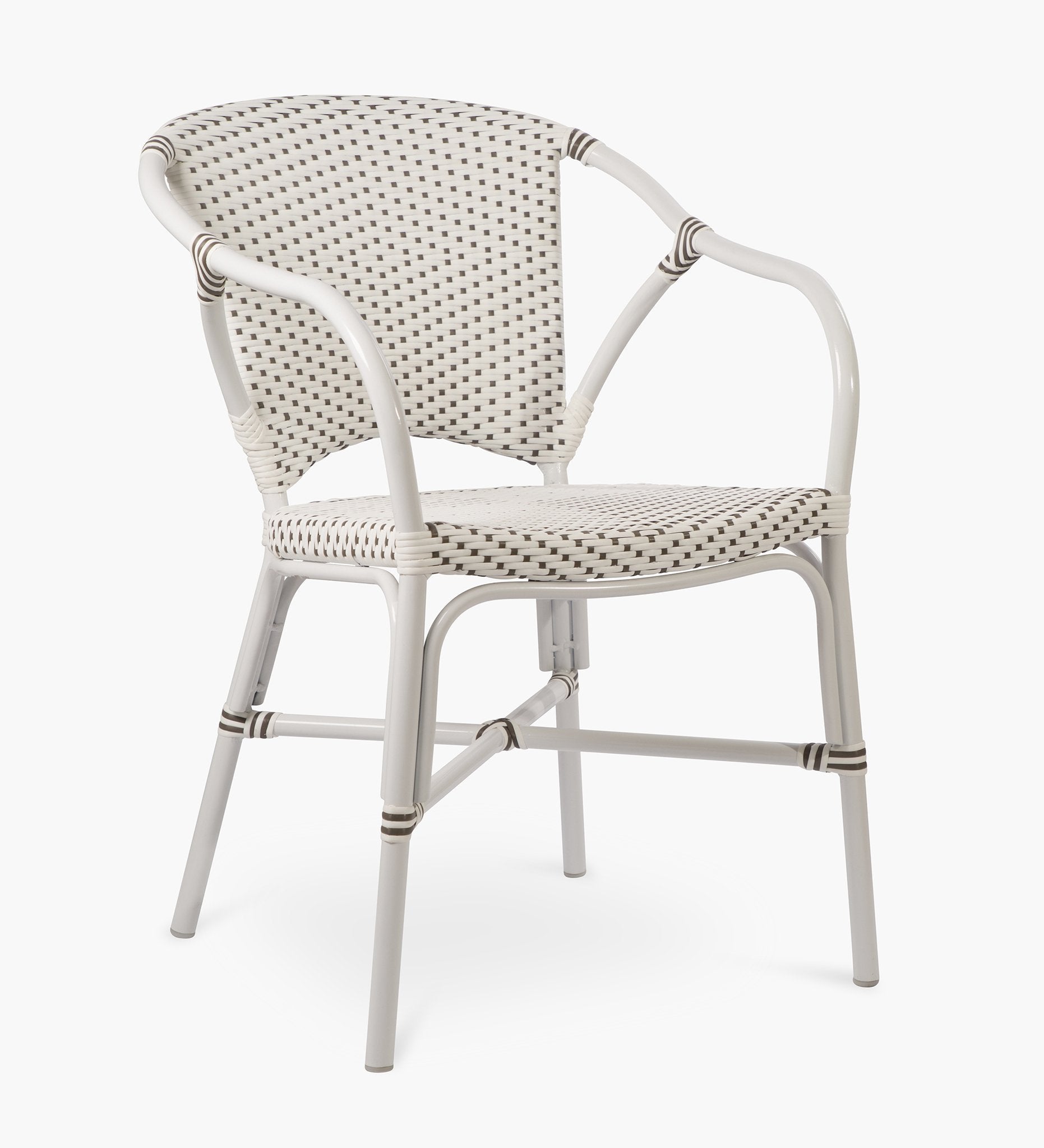Sika Design Valerie Outdoor Bistro Chair - Alu-Rattan - White with Cappuccino Dots