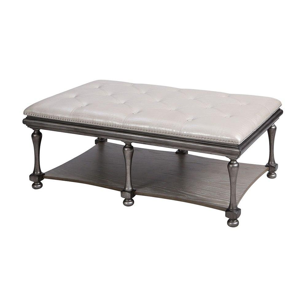 Stein World Pontillo Grey Finish Traditional Ottoman