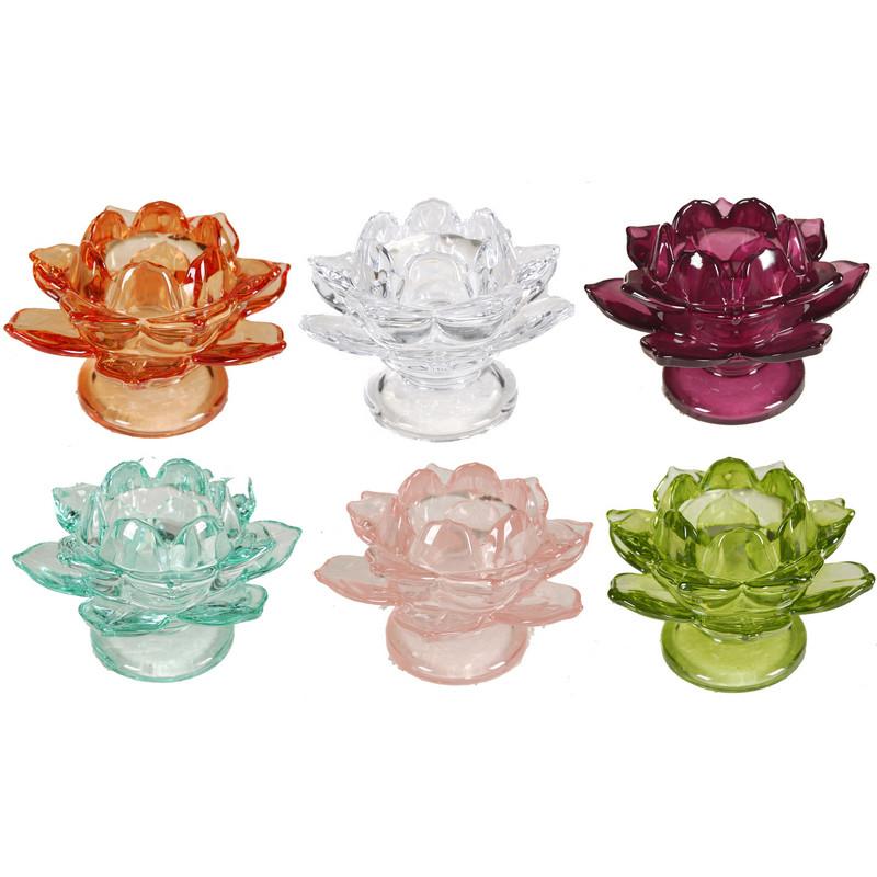 A&B Home Lily Glass Candle Holders - Set Of 6