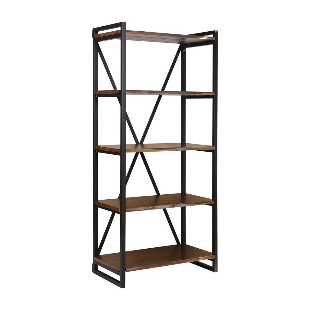 Stein World South Loop Dark Brown with Wood & Metal Bookshelf