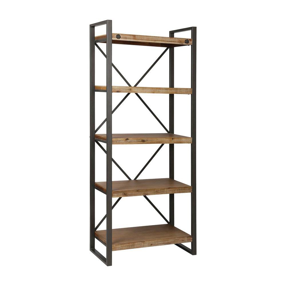 Stein World Armour Square Grey-Bronze Metal and Wood Bookshelf