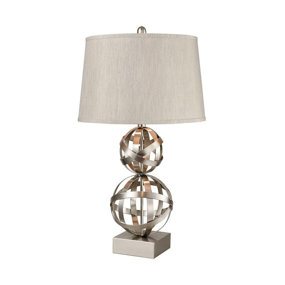 Stein World Strapped Orb Brushed Steel Table Lamp
