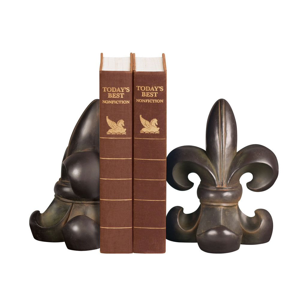 Sterling Industries Pair Noir Fleur De Lis Bookends