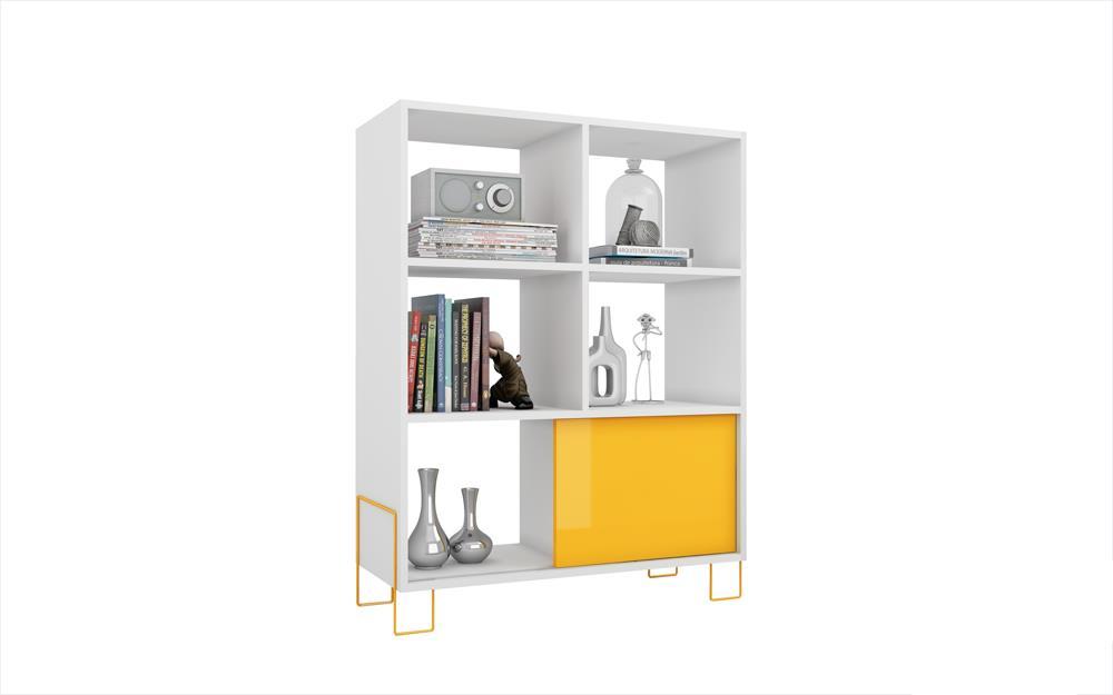 Accentuations by Manhattan Comfort Exquisite Boden Mid - High Side Stand with 6 Shelves and 1 Sliding Door - Modish Store