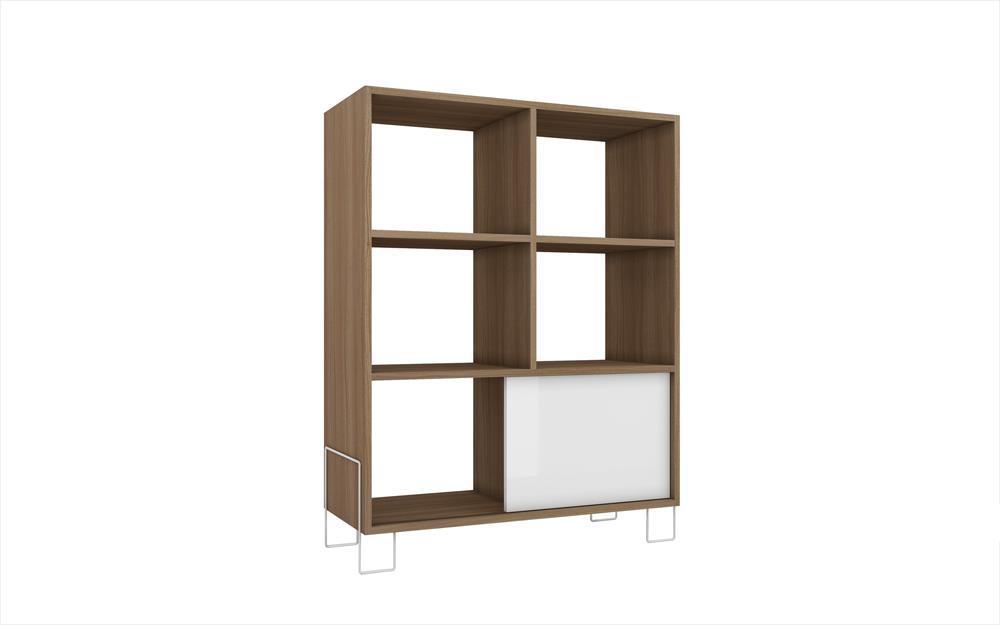 Accentuations by Manhattan Comfort Exquisite Boden Mid - High Side Stand with 6 Shelves and 1 Sliding Door - Modish Store