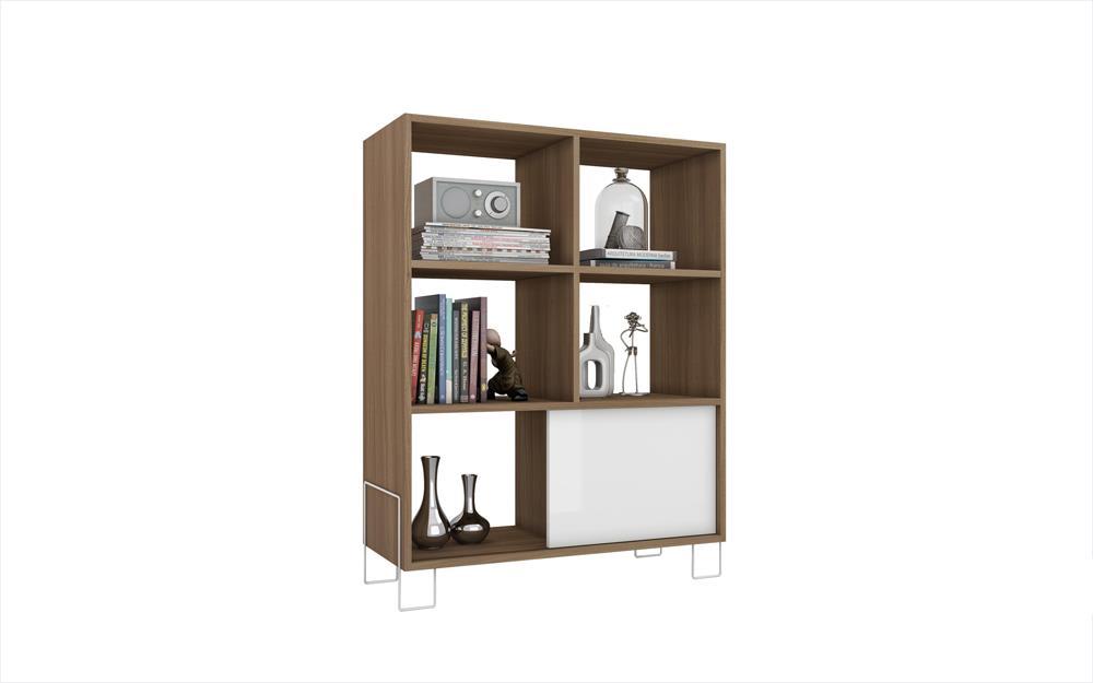 Accentuations by Manhattan Comfort Exquisite Boden Mid - High Side Stand with 6 Shelves and 1 Sliding Door - Modish Store