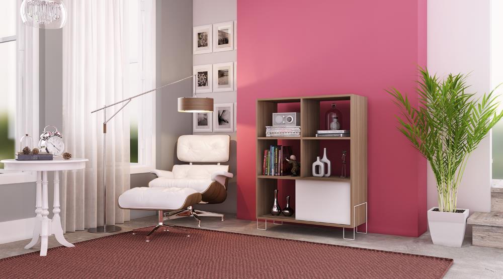 Accentuations by Manhattan Comfort Exquisite Boden Mid - High Side Stand with 6 Shelves and 1 Sliding Door - Modish Store