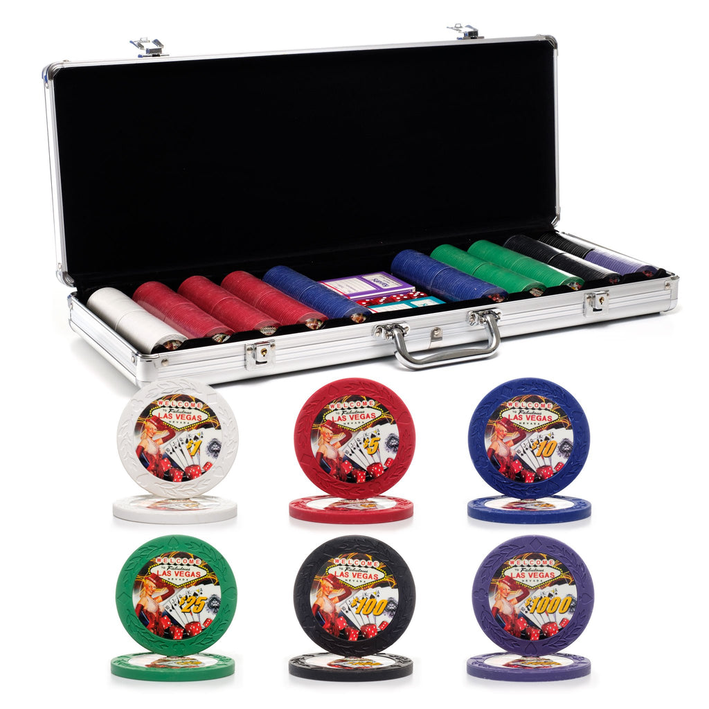 500 pc. 7.5g Showgirl Poker Chip Set with Aluminum Case