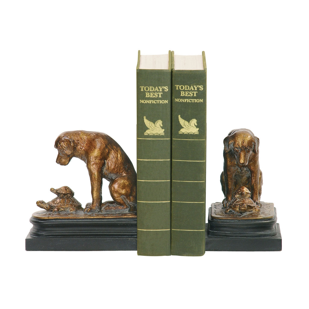 Sterling Industries Pair Turtle And Labrador Retriever Bookends