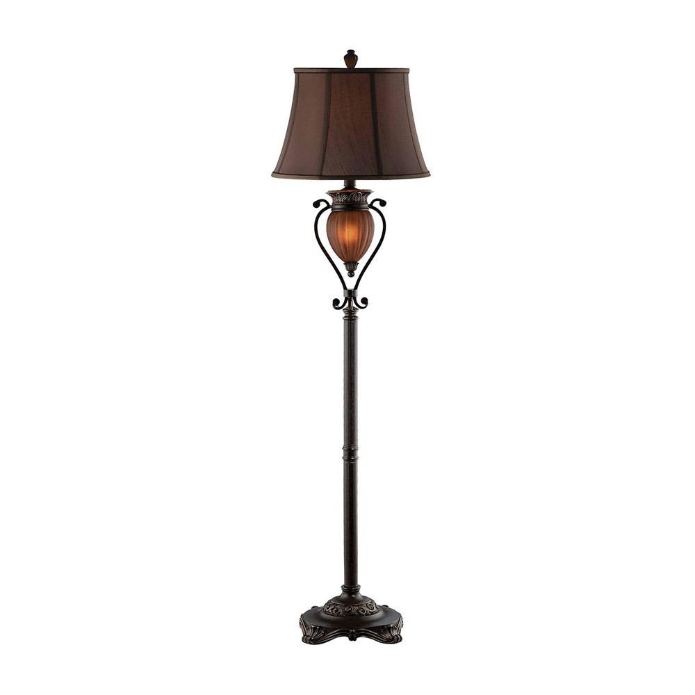 Stein World Amber/Brown Ribbed Pendant Floor Lamp