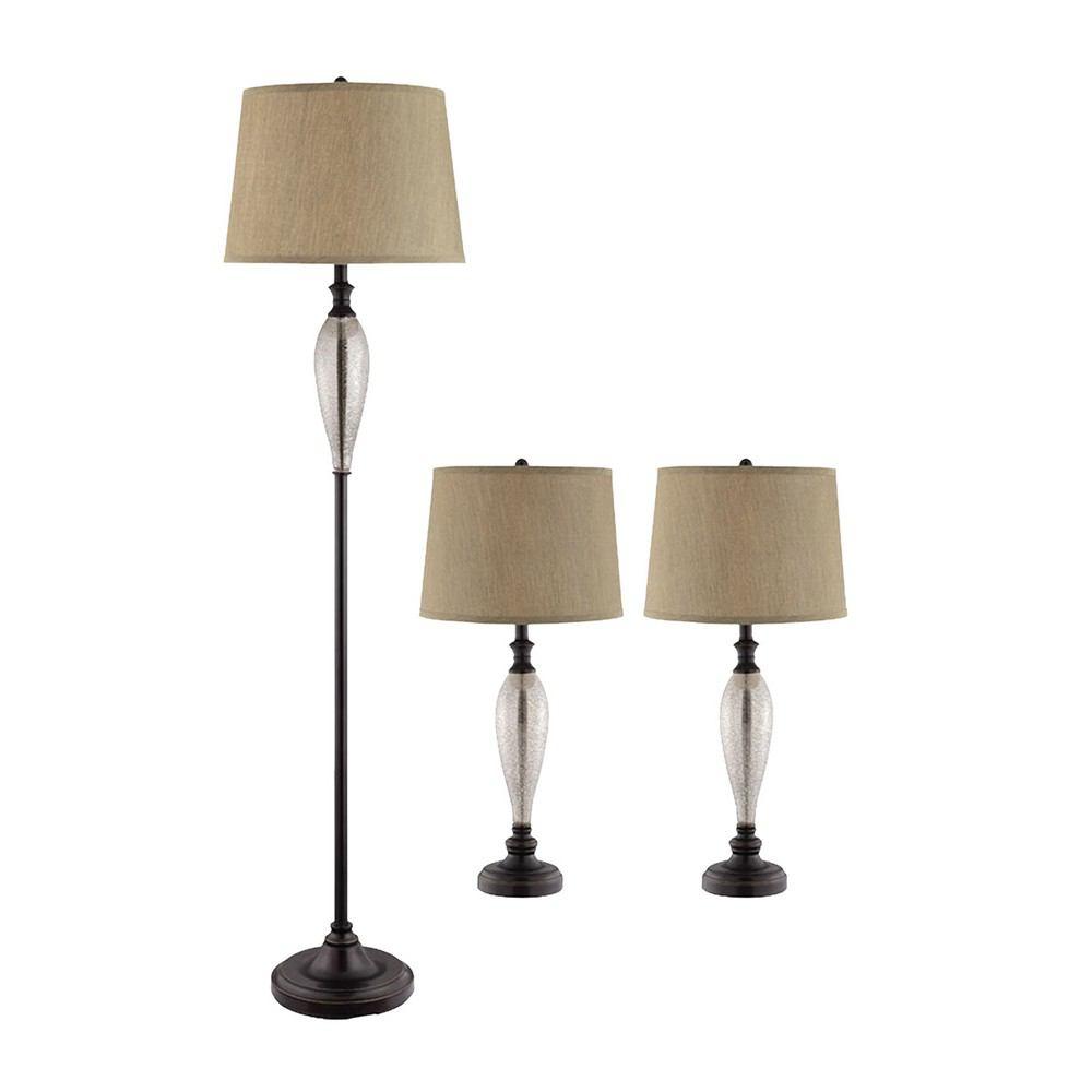 Stein World Set of 3 Metal & Glass Lamps
