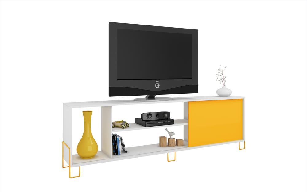 Accentuations by Manhattan Comfort Eye - catching Nacka TV Stand 1.0 with 4 Shelves and 1 Sliding Door - Modish Store