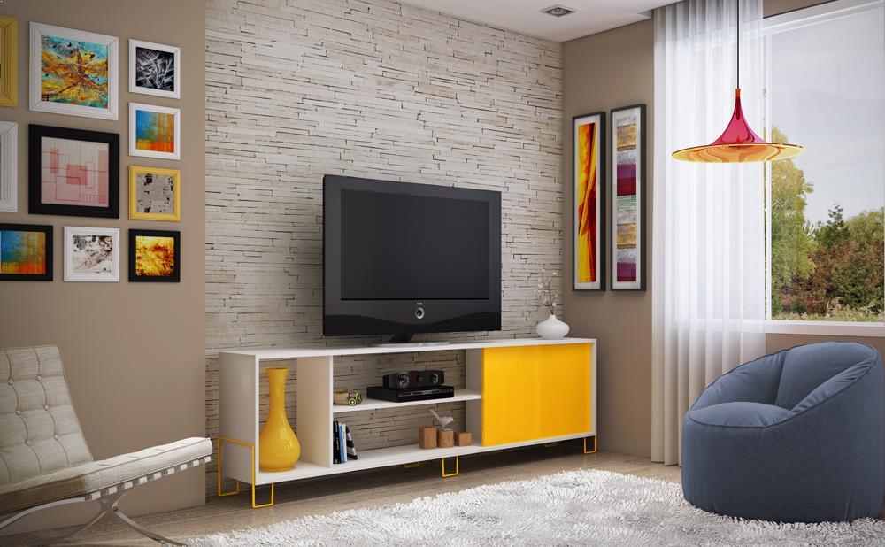Accentuations by Manhattan Comfort Eye - catching Nacka TV Stand 1.0 with 4 Shelves and 1 Sliding Door - Modish Store