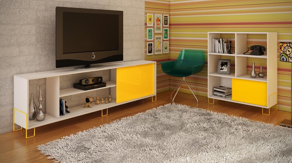 Accentuations by Manhattan Comfort Eye - catching Nacka TV Stand 1.0 with 4 Shelves and 1 Sliding Door - Modish Store