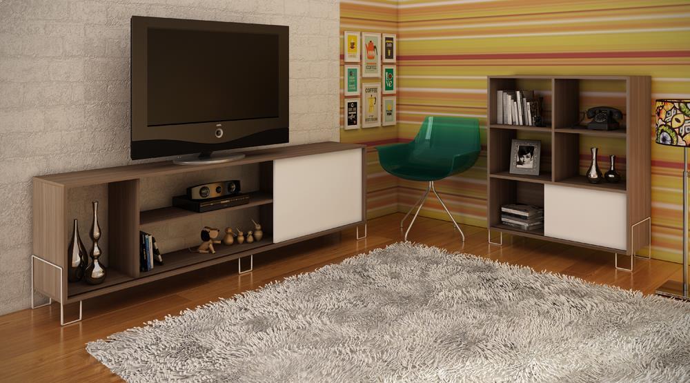 Accentuations by Manhattan Comfort Eye - catching Nacka TV Stand 1.0 with 4 Shelves and 1 Sliding Door - Modish Store