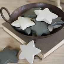 Set Of 6 Hand Carved Stone Stars   Light Grey