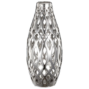 A&B Home Ceramic Cutwork Silver Vase - Set Of 2