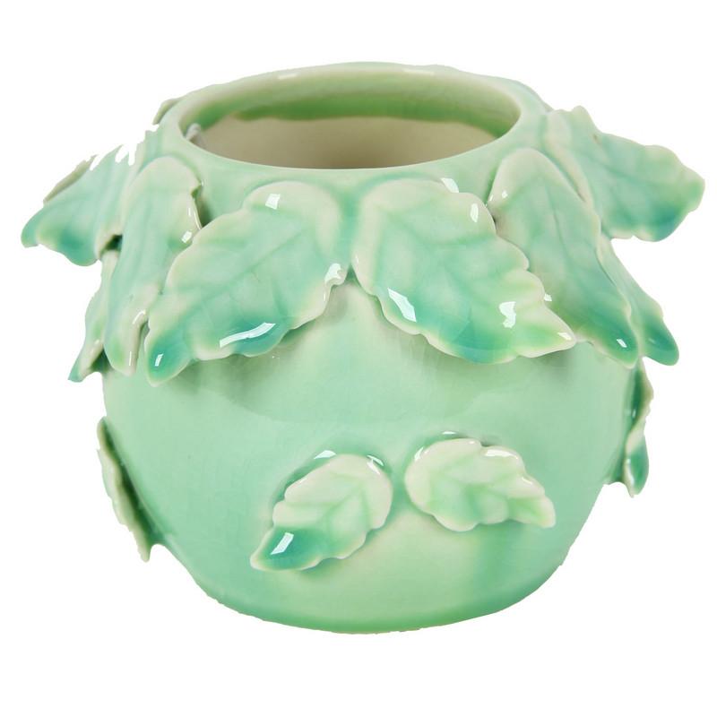 A&B Home 3.8" Green Leaves Vase - Set Of 3