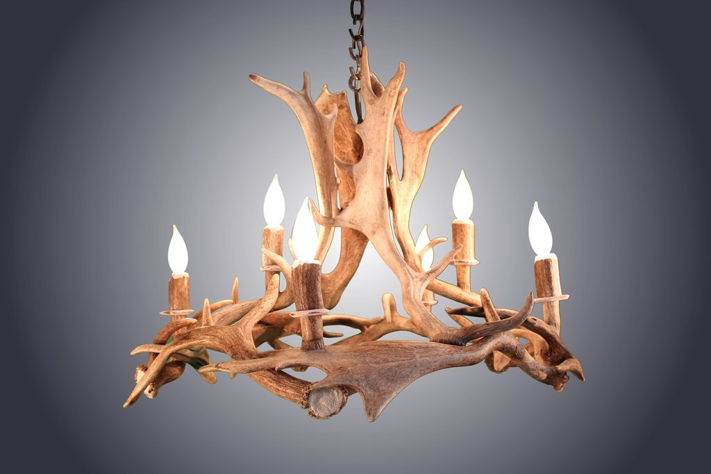 Antlerworx 6 Light Fallow Ring Antler Chandelier (AWC-89)