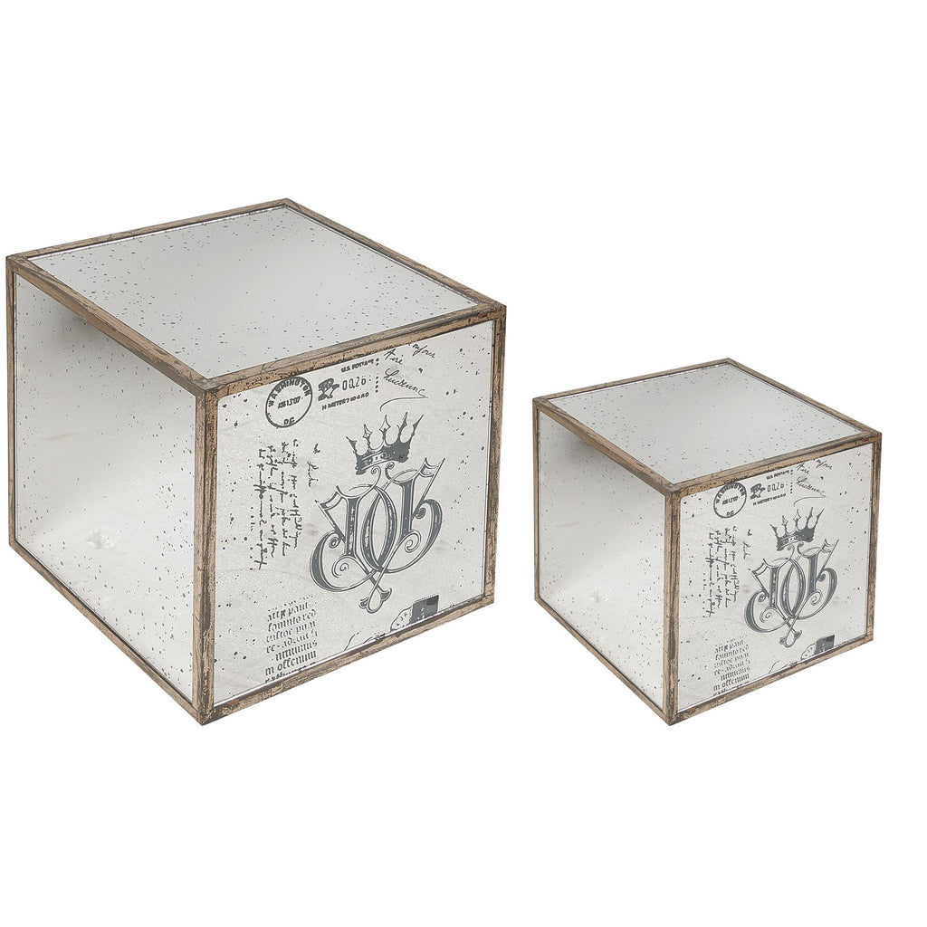 A&B Home Marguerite Mirrored Table Cubes - Set Of 2
