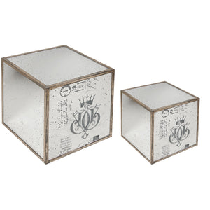 A&B Home Marguerite Mirrored Table Cubes - Set Of 2