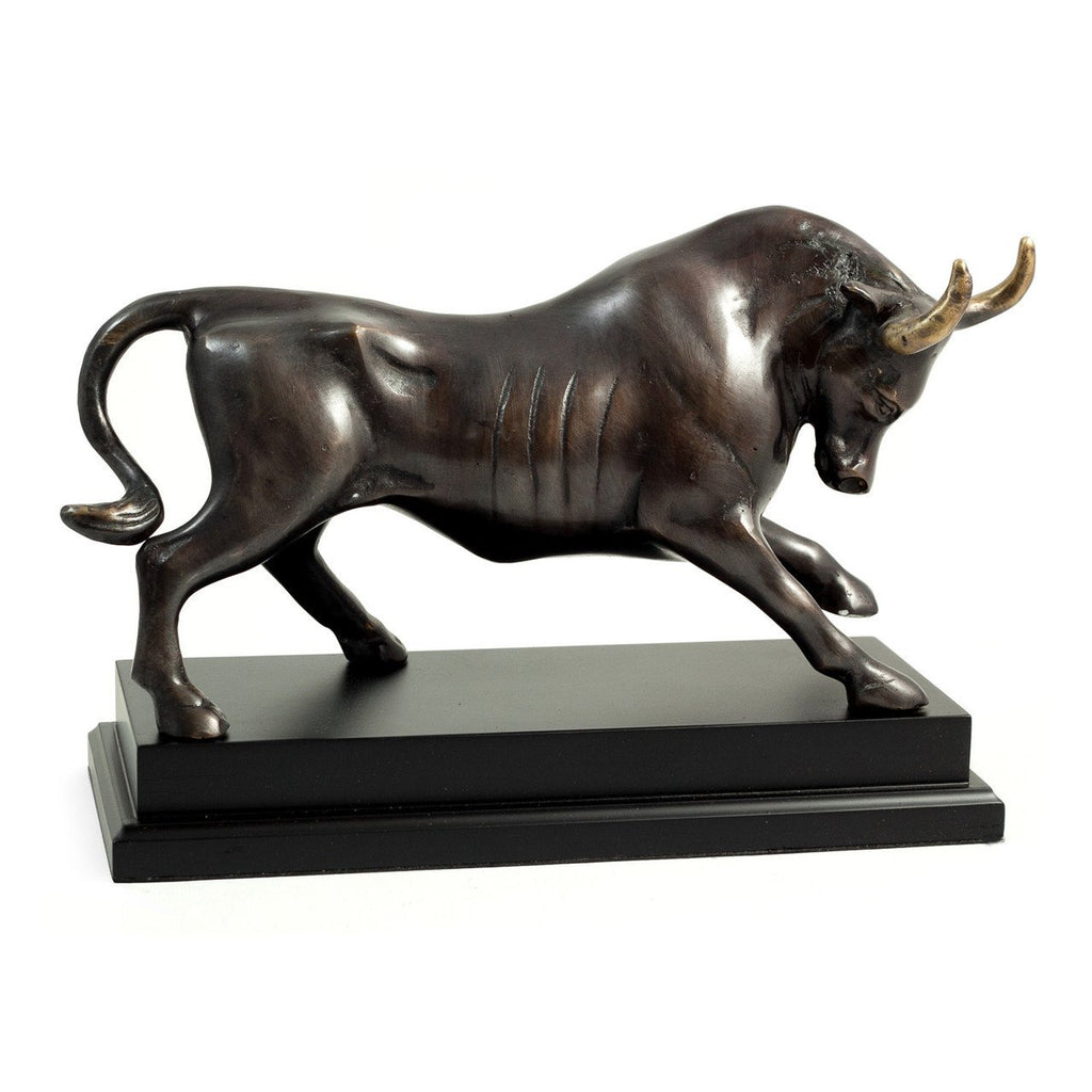 Bey-Berk Brass Raging Bull Sculpture