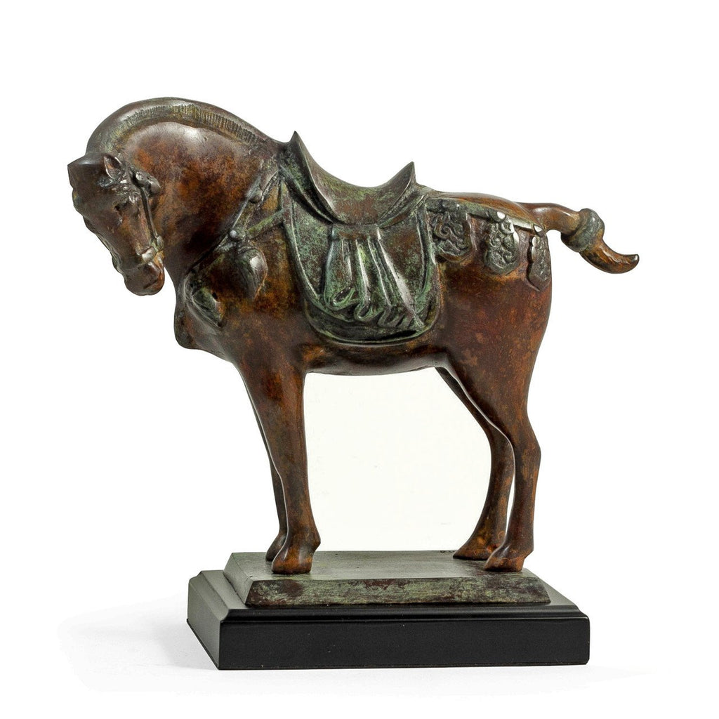 Bey-Berk Brass Tang Horse On Wooden Base