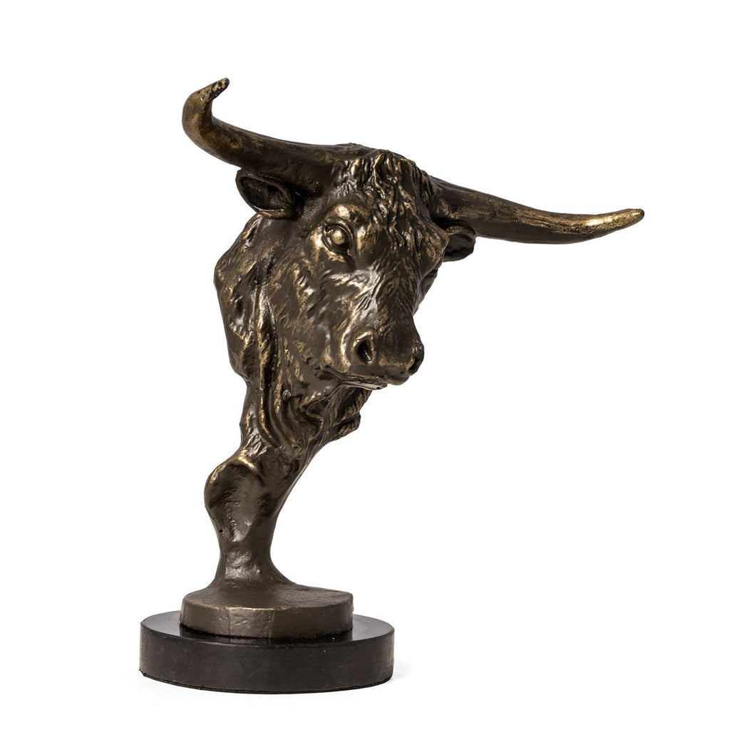 Bey-Berk Bronzed Bull Head Sculpture