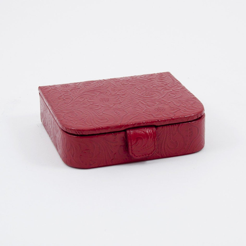 Bey-Berk Red Flower Leather Jewelry Case