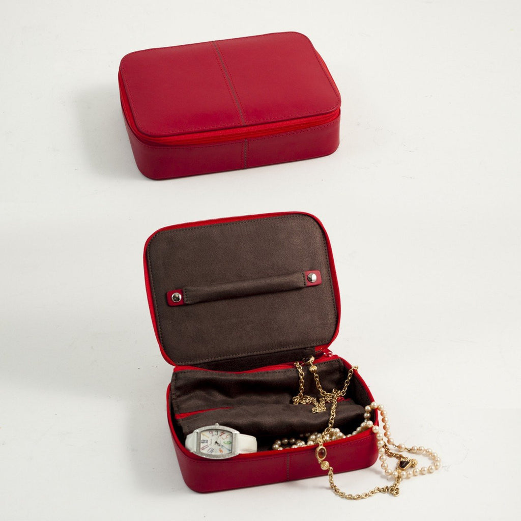 Bey-Berk Red Leather Jewelry Box