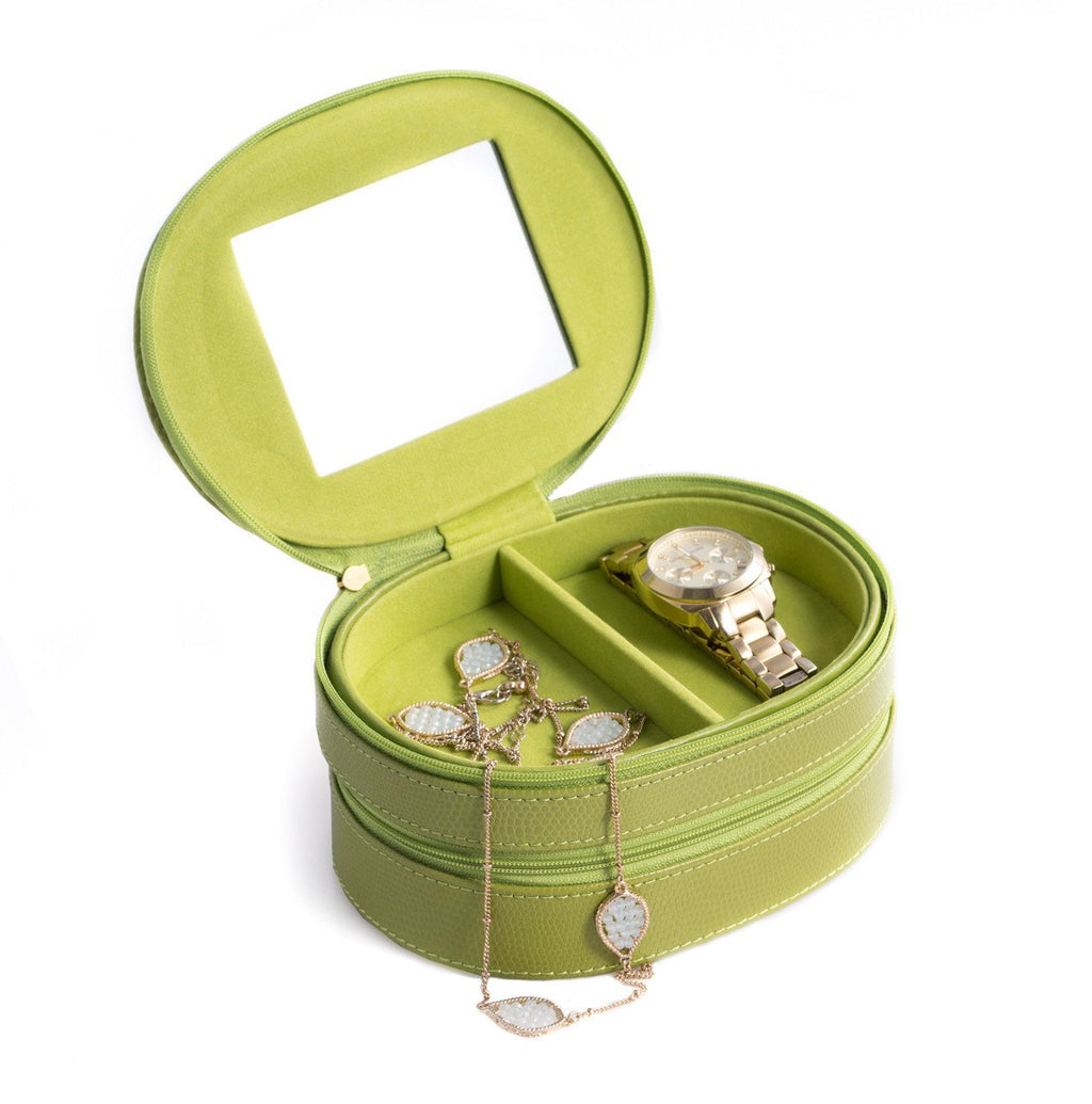 Bey-Berk Lime "Lizard" Leather Jewelry Case