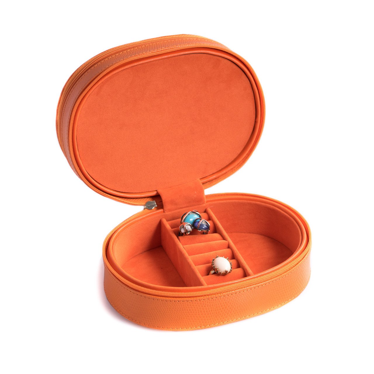 Bey-Berk Orange "Lizard" Leather Jewelry Case