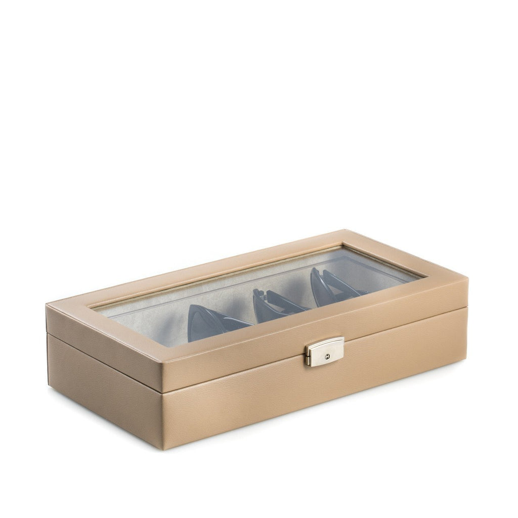 Bey-Berk Taupe Leather Multi Eyeglass Case