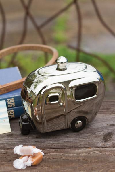 Silver Ceramic Camper Canister