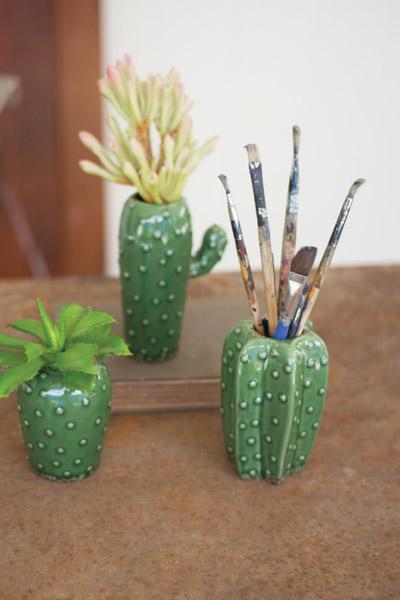 Set Of 3 Cactus Vases