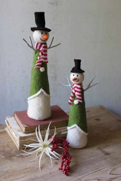 Set Of 2 Felt Snowman