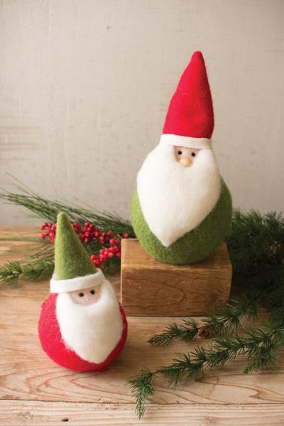 Set Of 2 Fat Felt Santas