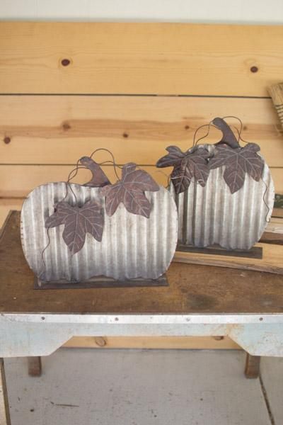 Set Of 2 Table Top Pumpkins